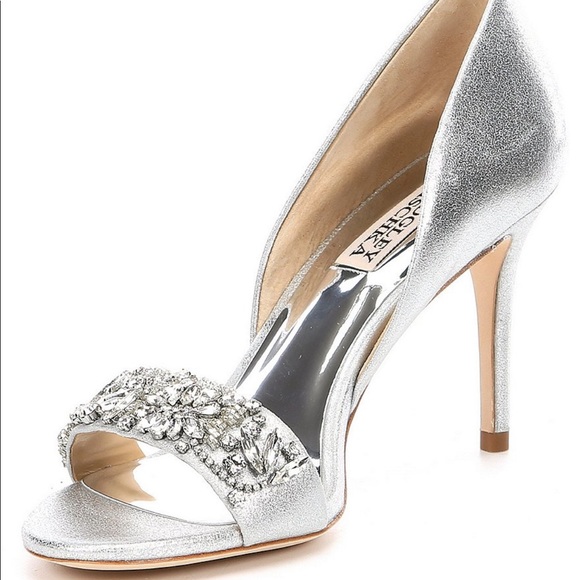 Badgley Mischka Shoes - Badgley Mischka Silver Embellished Heels